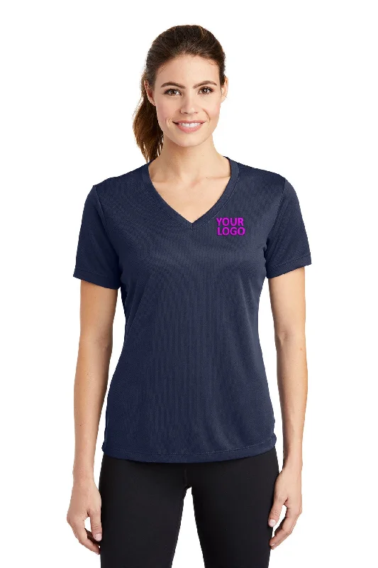 Sport-Tek Ladies PosiCharge Custom RacerMesh V-Neck Tee's, True Navy