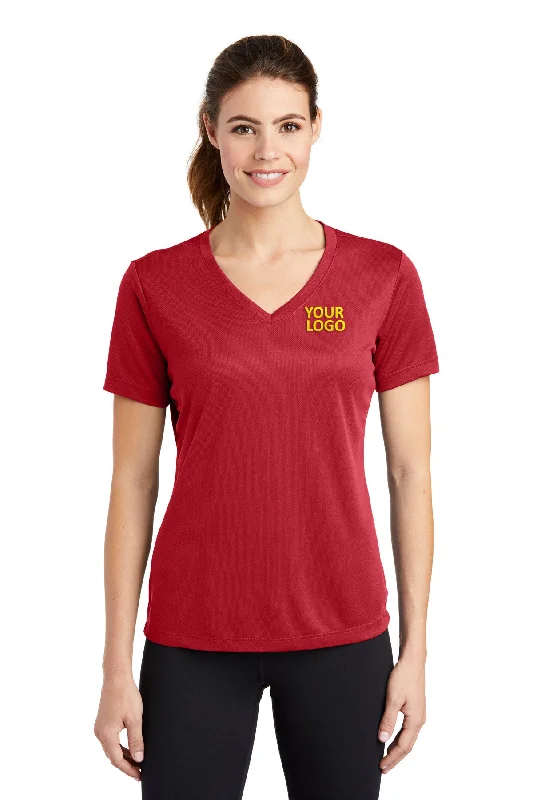 Sport-Tek Ladies PosiCharge Custom RacerMesh V-Neck Tee's, True Red