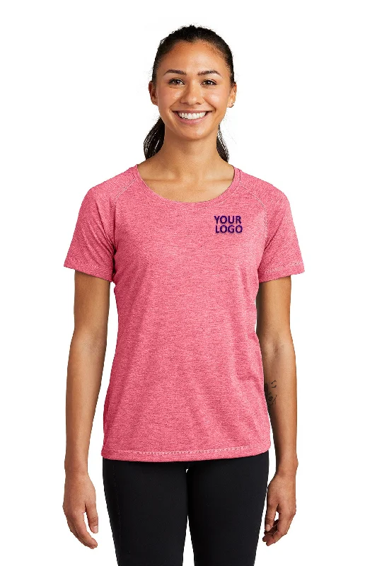 Sport-Tek Ladies PosiCharge Customized Tri Blend Wicking Scoop Neck Raglan Tee's, Pink Raspberry Heather