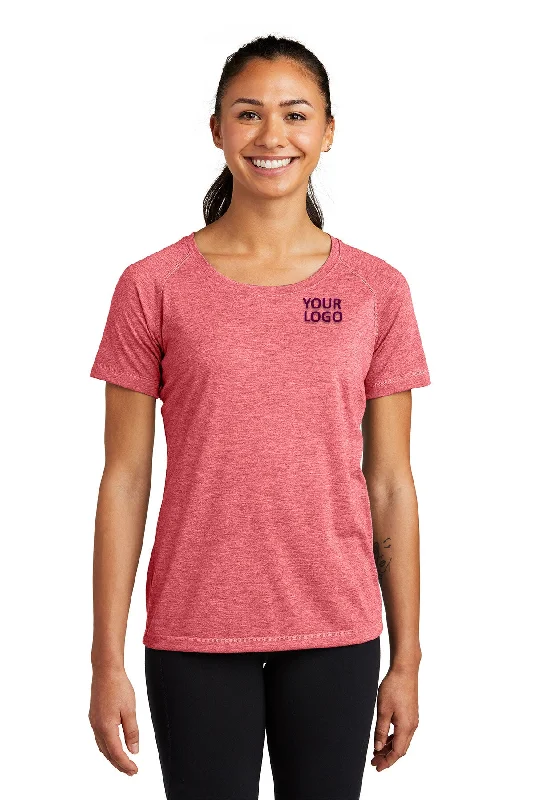 Sport-Tek Ladies PosiCharge Custom Tri Blend Wicking Scoop Neck Raglan Tee's, True Red Heather