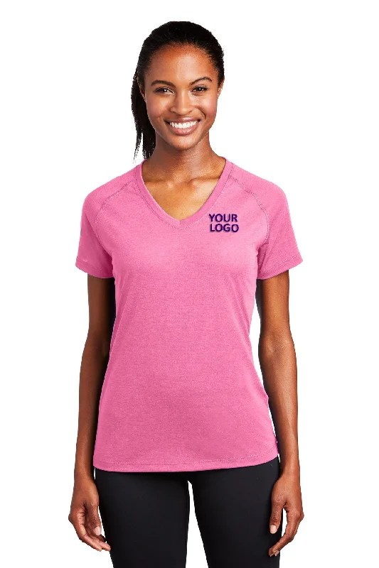 Sport-Tek Ladies Branded Ultimate Performance V-Necks, Bright Pink