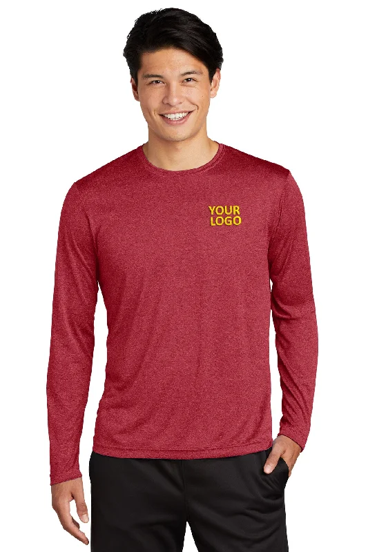 Sport-Tek Long Sleeve Branded Heather Contender Tee's, Scarlet Heather