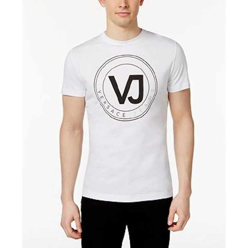 Versace Jeans Men's Graphic Print Cotton T-Shirt White-Large - l