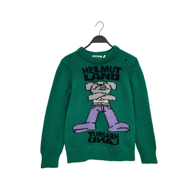 Helmut Lang/Sweater/S/Wool/GRN/Pullover/mascot knit crewneck