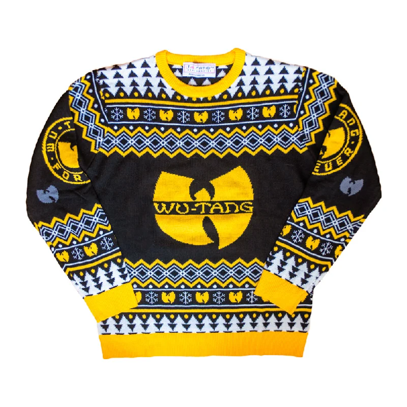 Wu Tang Clan Logo Snowflakes Yellow Black White Ugly Christmas Sweater